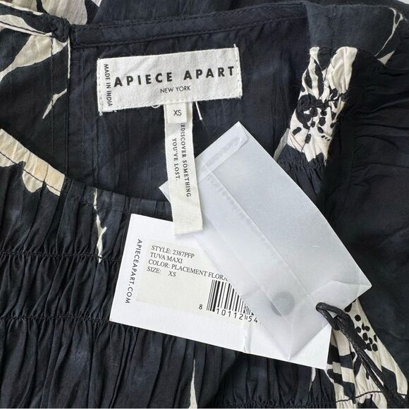 NEW Apiece Apart Tuva Maxi Dress Placement Floral Black Size XS - Picture 12 of 14